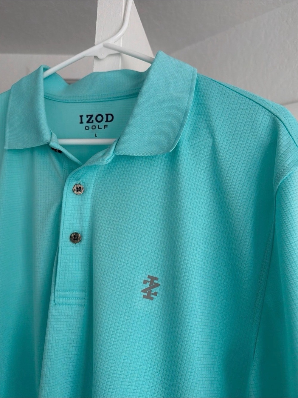 Izod Men’s Teal Aqua Performance Polo - Picture 4 of 4